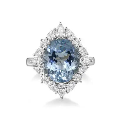 Platinum Aquamarine/Diamond Ring<br>RQ0OV750600PI