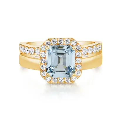 18K Yellow Gold Aquamarine/ Diamond Ring<br>RQ1OC775182EI
