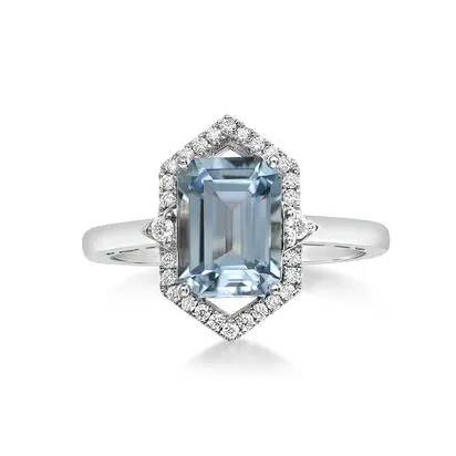 Platinum Aquamarine/Diamond Ring<br>RQ1OC775203PI