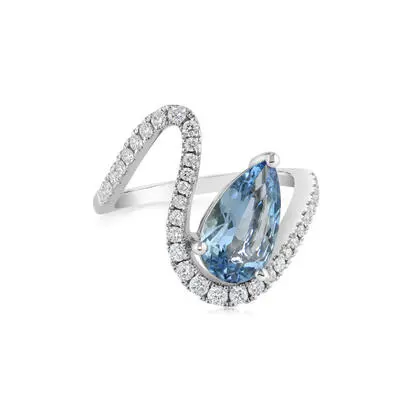 Platinum Aquamarine/Diamond Ringt<br>RQ1PR775163PI