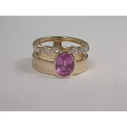 14K Yellow Gold Pink Sapphire/Diamond Ring | RSPOV390277CI