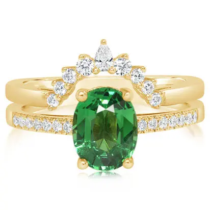 18K Yellow Gold Tsavorite/Diamond Ring | RV0OV400185EI