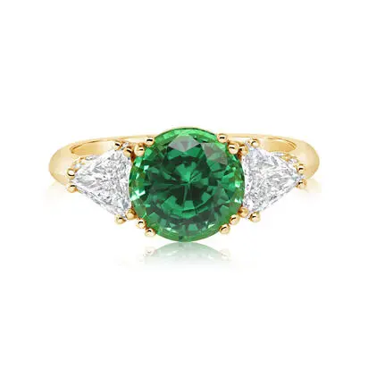18K Yellow Gold Tsavorite/Diamond Ring | RV0RD0852305E